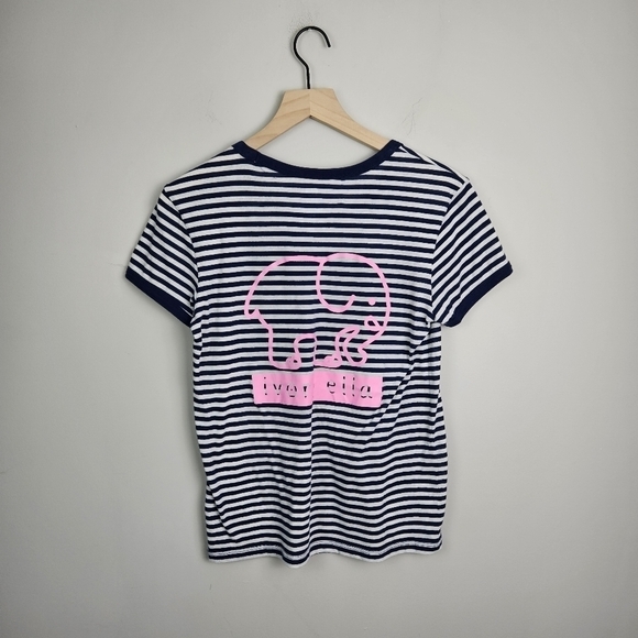 Ivory Ella Navy White Striped Short Sleeve Tee Small - Picture 7 of 7